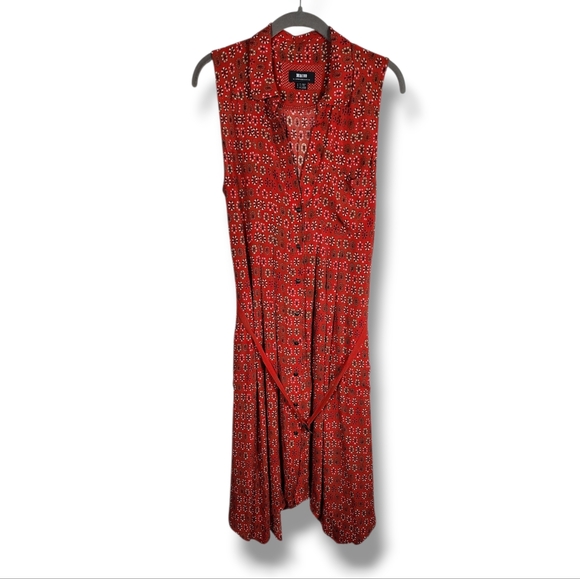 Maeve Anthropologie Red Daisy Midi Shirtdress US 6 - Picture 2 of 15